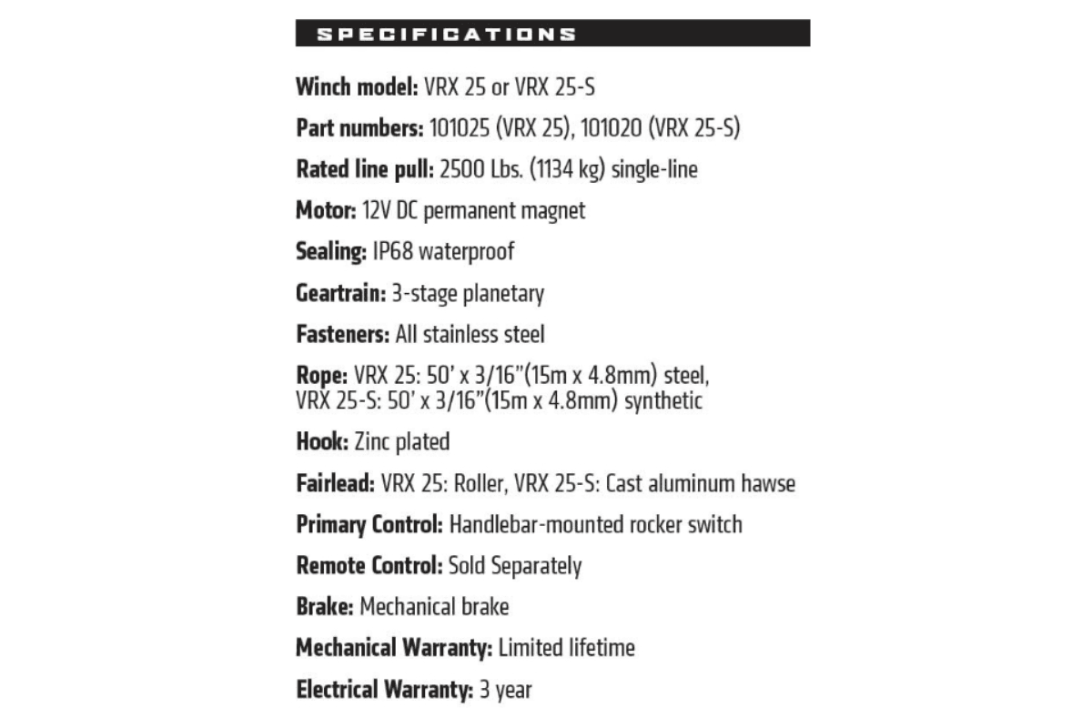 WARN VRX 25-S 2,500 lb con Cuerda Sintética - 101020 6