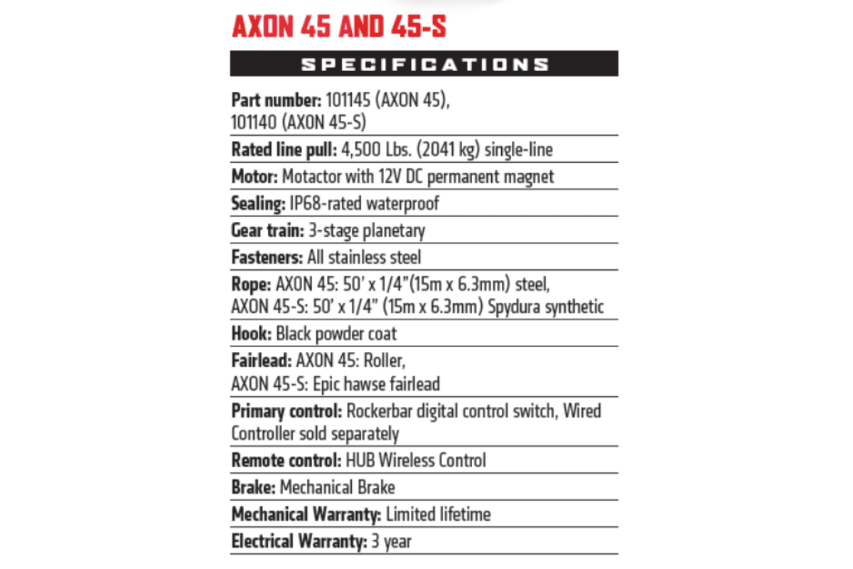 WARN AXON 45-S 4,500 lb con Cuerda Sintética - 101140 7